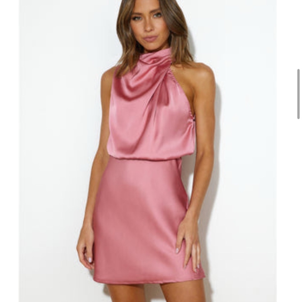 Hello Molly Blush Satin Mini Dress